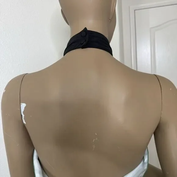 Anthropologie Troubadour Dress Sz 2 Green Stripe Candymint Halter Asymmetric Mid - Picture 6 of 11